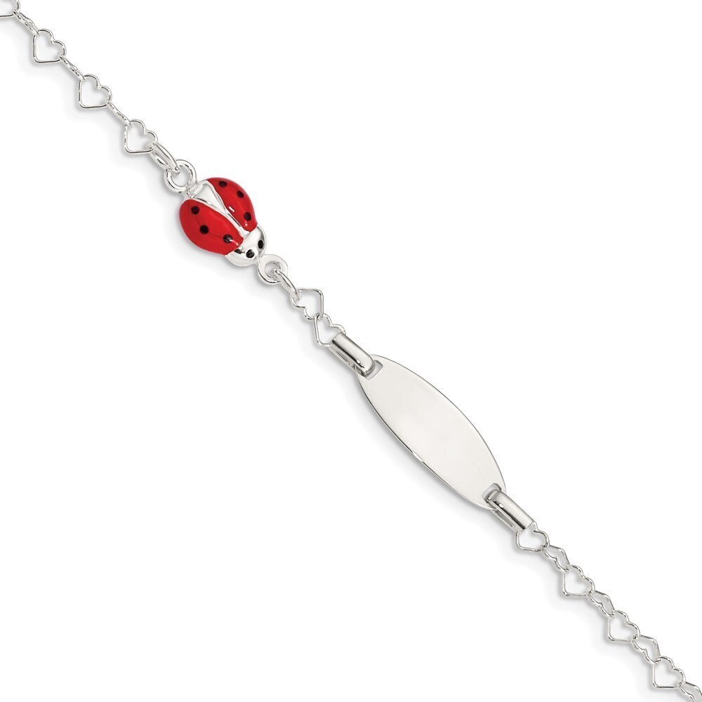 Kazi Luxury Sterling Silver Polished Lady Bug  Engraveable ID Bracelet
